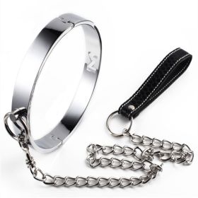 SM Metal Stainless Steel Neck Collar BDSM Sexy Leash Ring Chain Slave Bondage Toys Role Play Erotic Sex Toys For Women Men (Style: W)